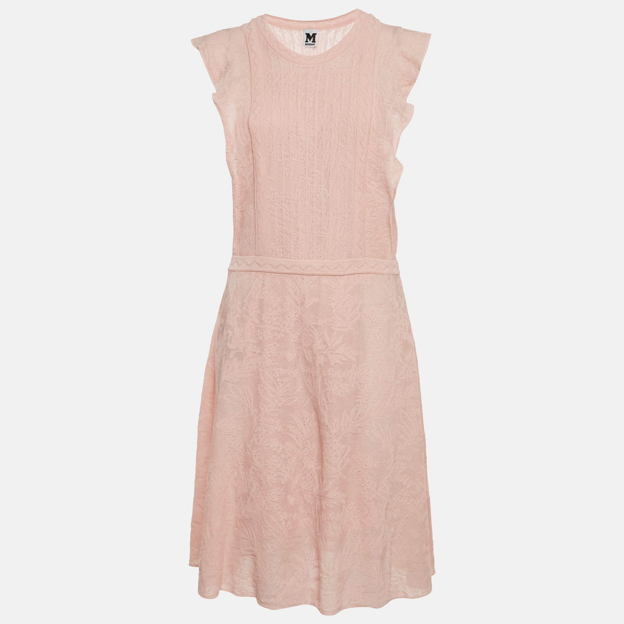 Pre-owned M Missoni Light Pink Knit Short Dress L