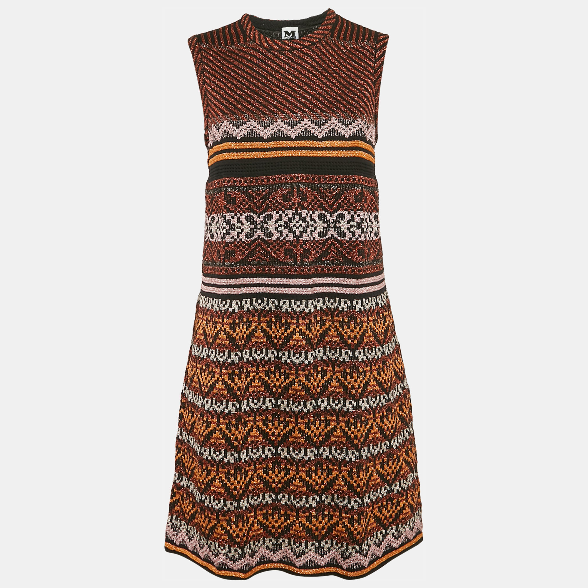 

M Missoni Multicolor Patterned Lurex Knit Mini Dress S
