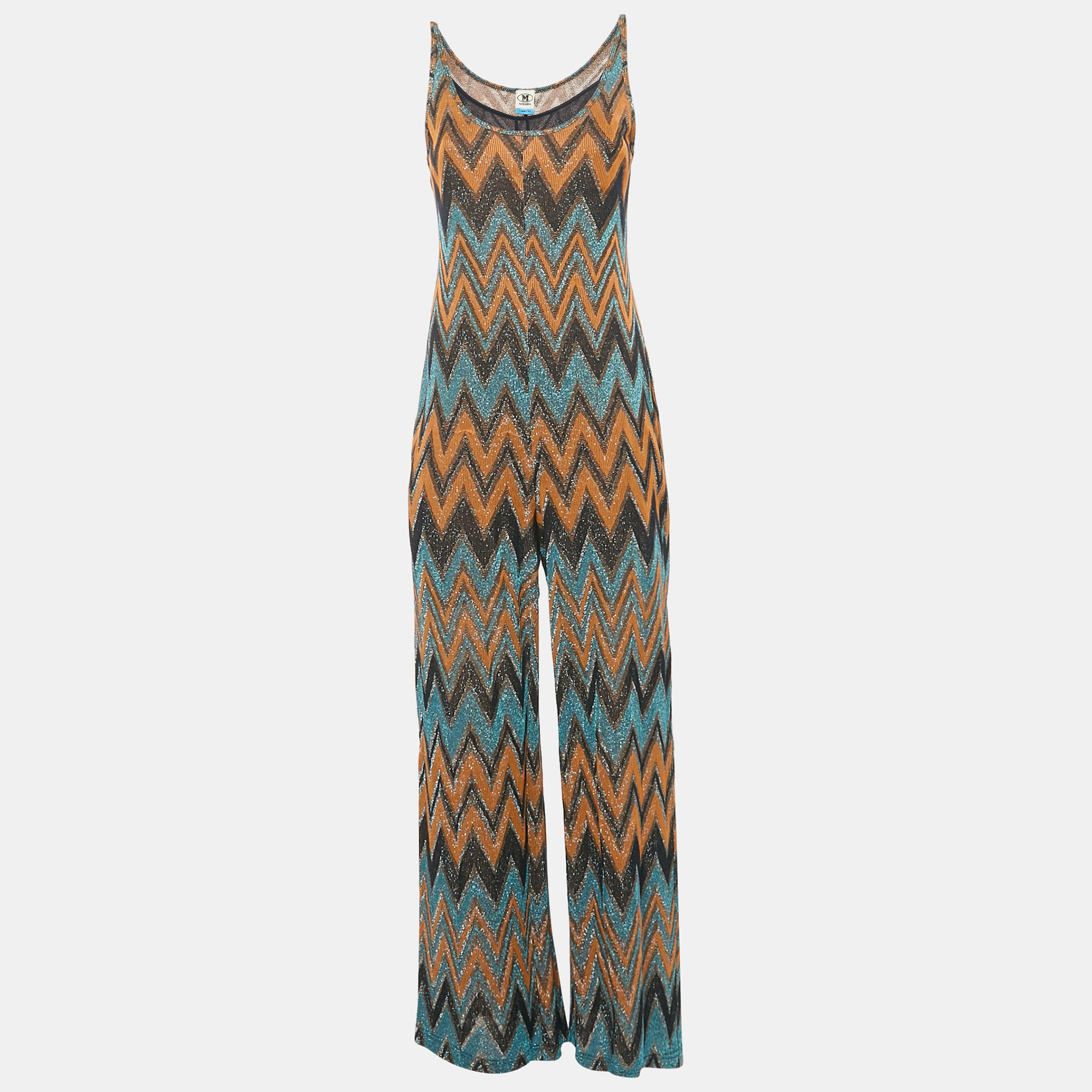 

M Missoni Multicolor Zig Zag Lure Knit Sleeveless Jumpsuit S