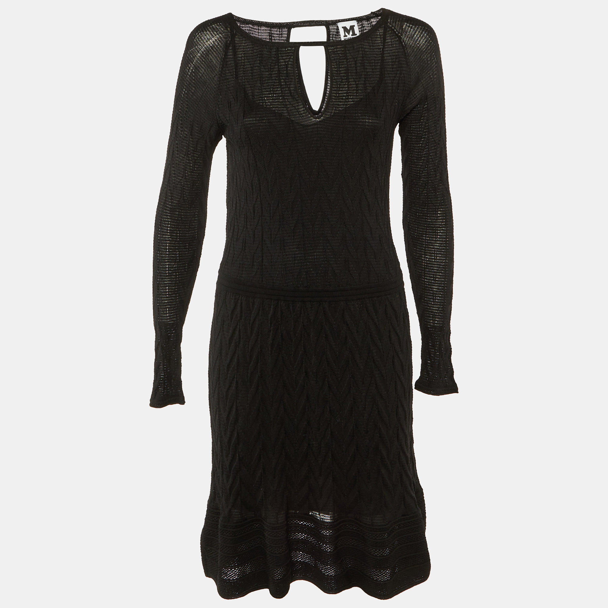 

M Missoni Black Knit Midi Dress M