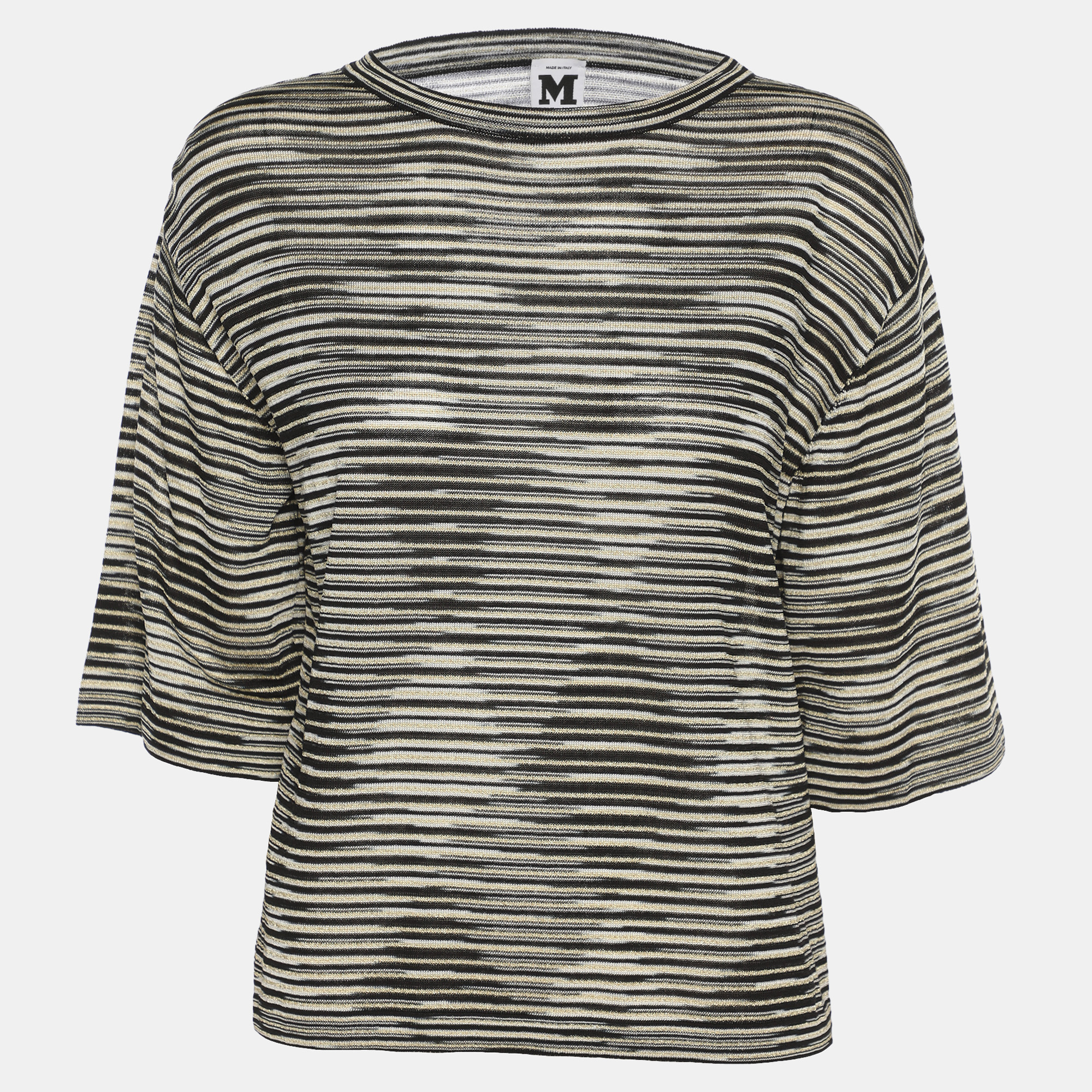 Pre-owned M Missoni Multicolor Stripe Rib Knit Long Sleeve Tops M