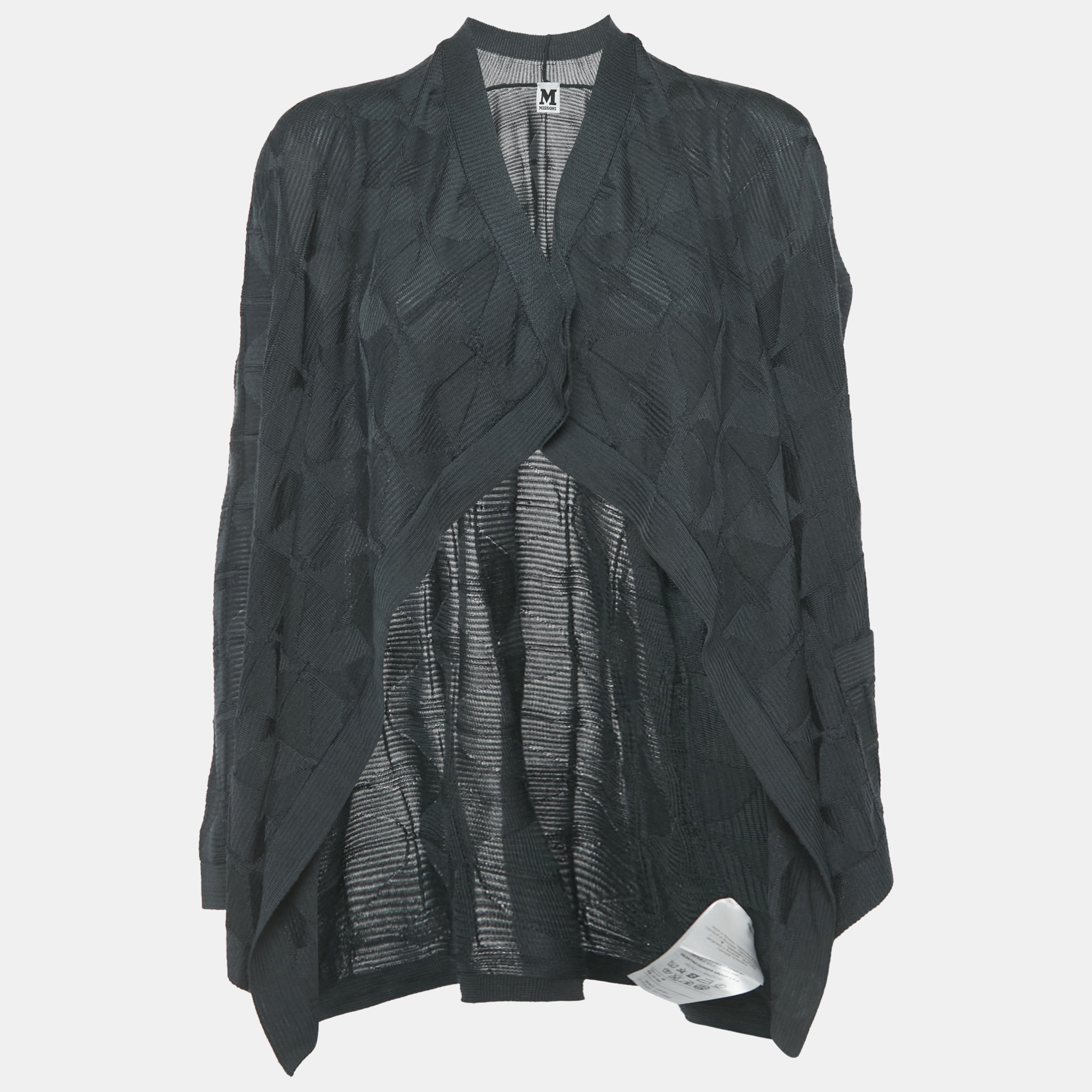 

M Missoni Black Patterned Wool Knit Open Shrug S