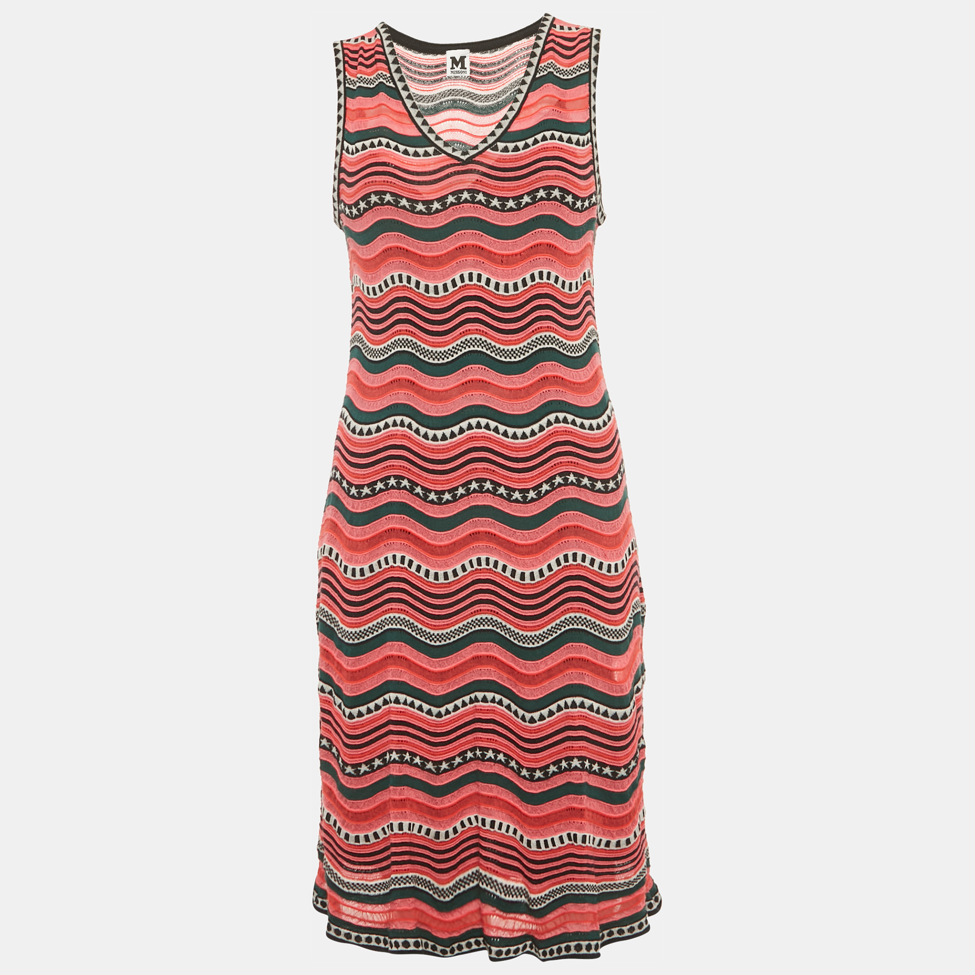 

M Missoni Multicolour Striped Stretch Knit Mini Dress M, Multicolor