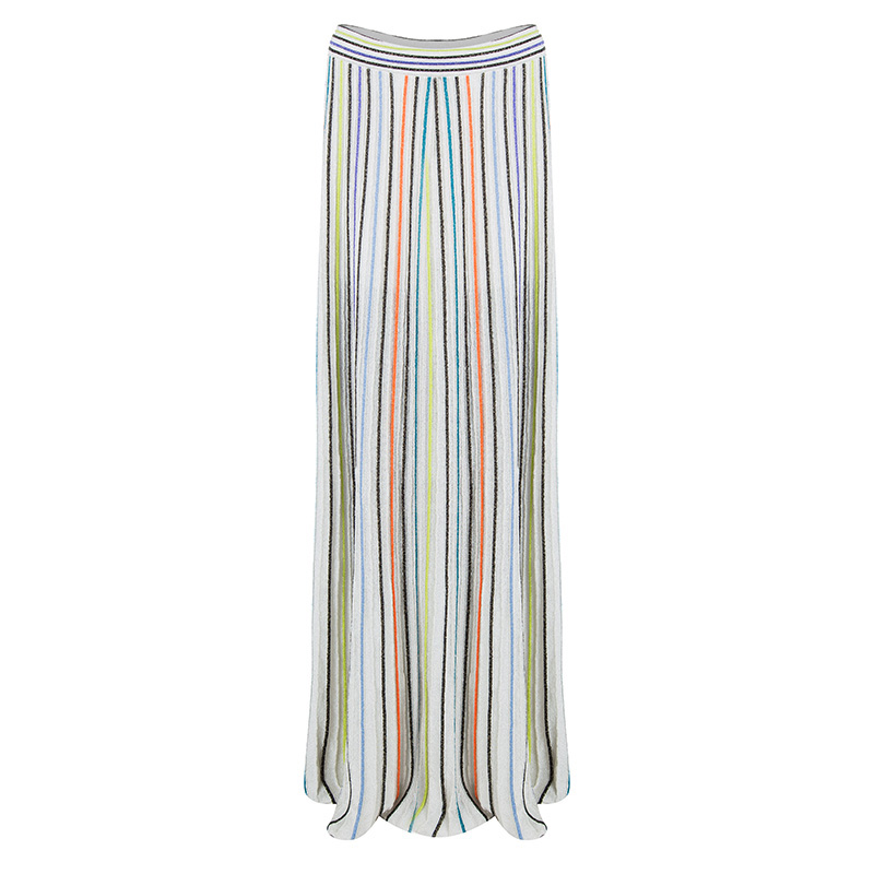 Pre Owned M Missoni Multicolor Vertical Striped Lurex Knit Maxi Skirt L