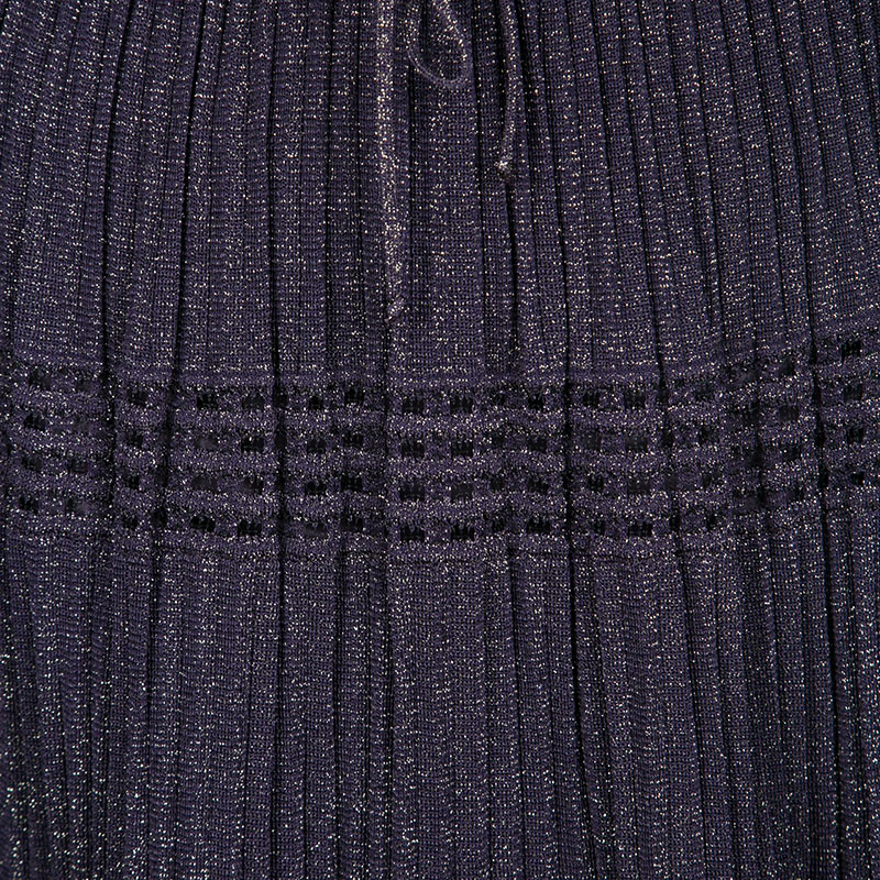 Pre-owned M Missoni Purple Lurex Perforated Knit Pleated Skirt M