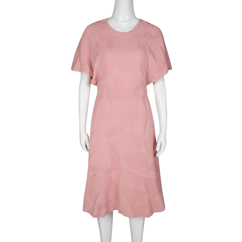 

Missoni Blush Pink Textured Jacquard Knit Batwing Sleeve Midi Dress