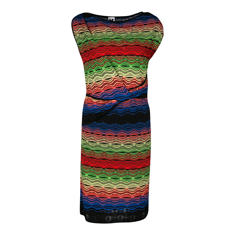 M Missoni Multicolor Patterned Knit Twist Front Detail Dress M