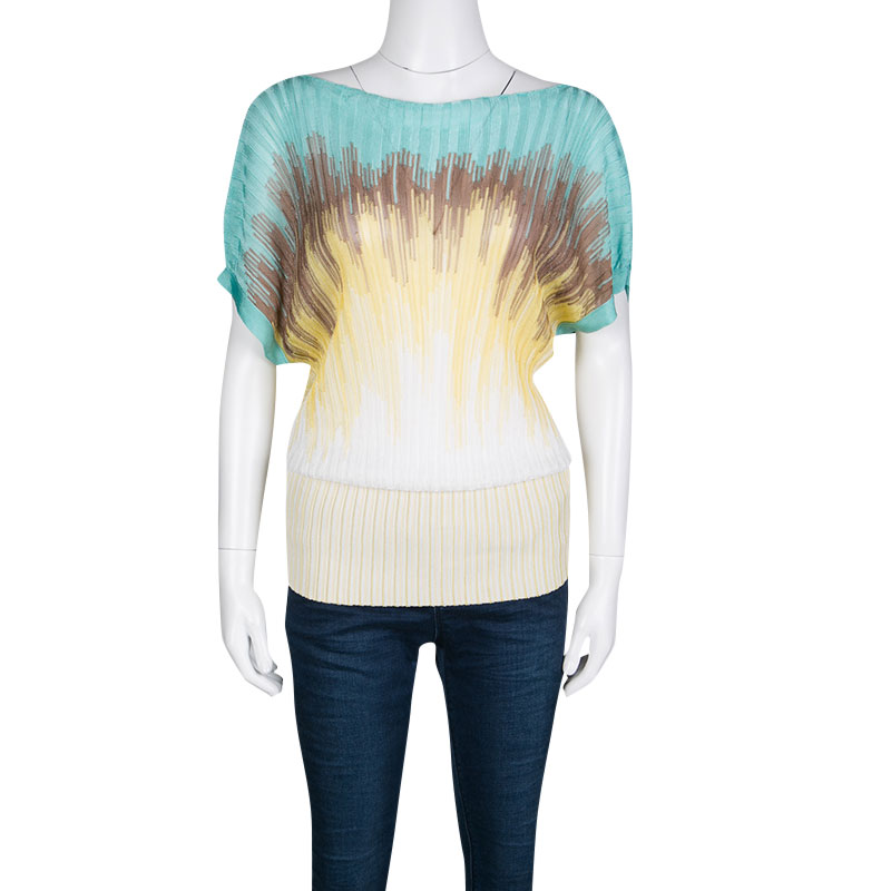 

M Missoni Multicolor Ribbed Knit Boat Neck Top