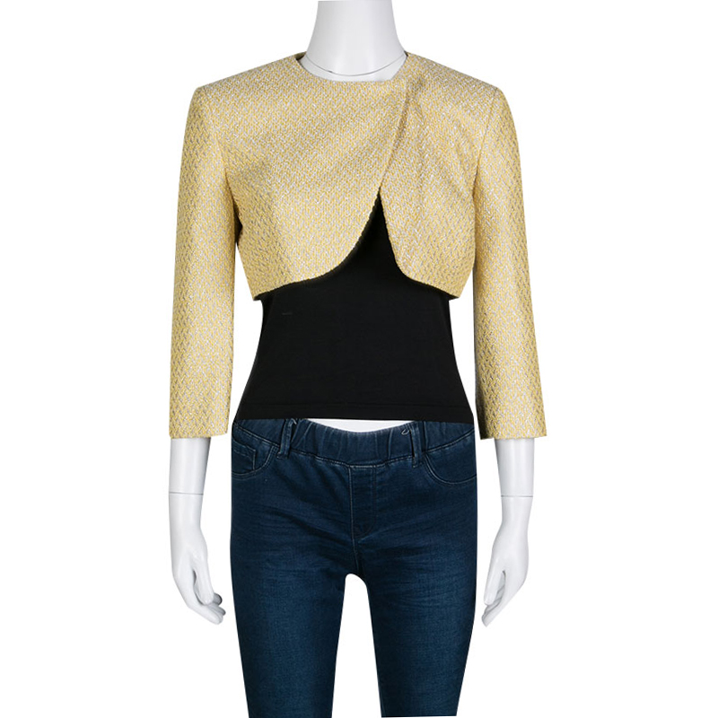 

Missoni Metallic Yellow Textured Cropped Jacket