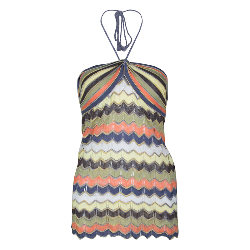 Pre Owned  توب إم ميزوني تريكو متعدد الألوان برقبة حمالات S