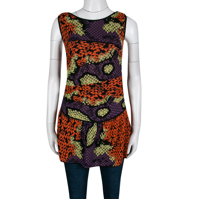 

Missoni Multicolor Honeycomb Patterned Knit Sleeveless Peplum Top