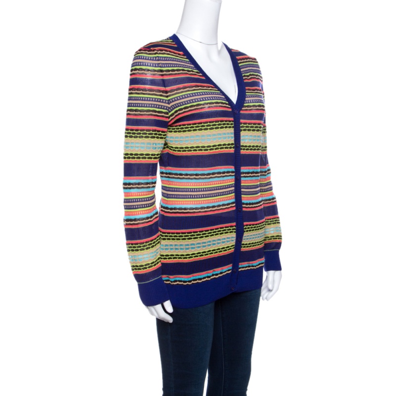 

Missoni Mutlicolor Patterned Knit Rib Trim Cardigan, Multicolor