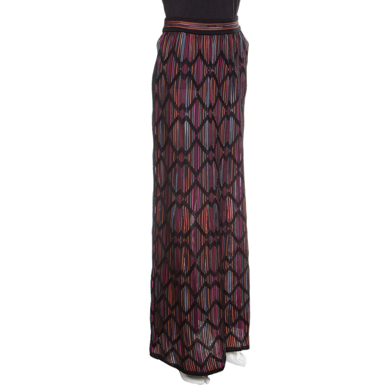 

Missoni Multicolor Striped Knit Chevron Pattern Maxi Skirt