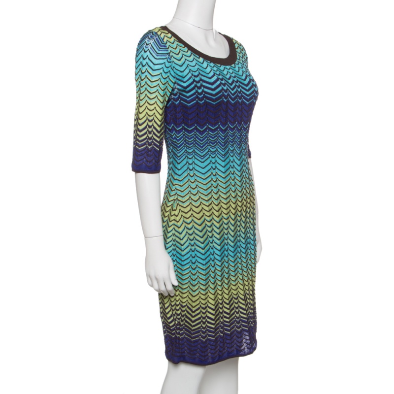 

Missoni Multicolor Wave Pattern Knit Short Sleeves Dress