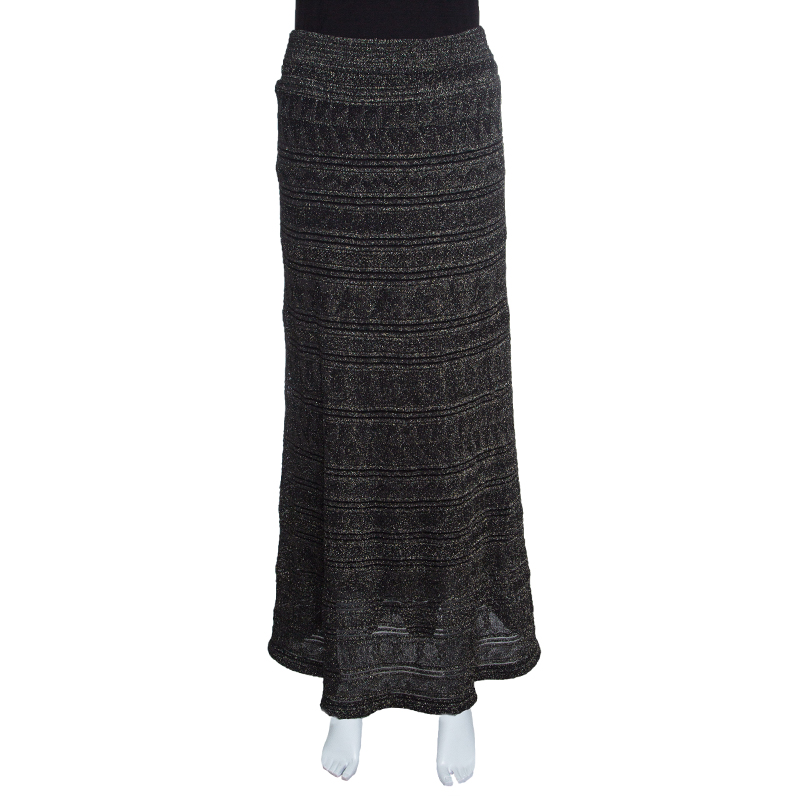 مملوكة مسبقًا فستان ماكسي إم ميزوني تريكو لوريكس أسود M