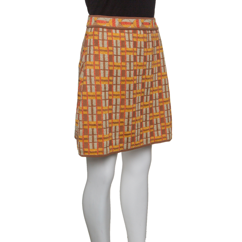 

Missoni Multicolor Lattice Knit A Line Mini Skirt
