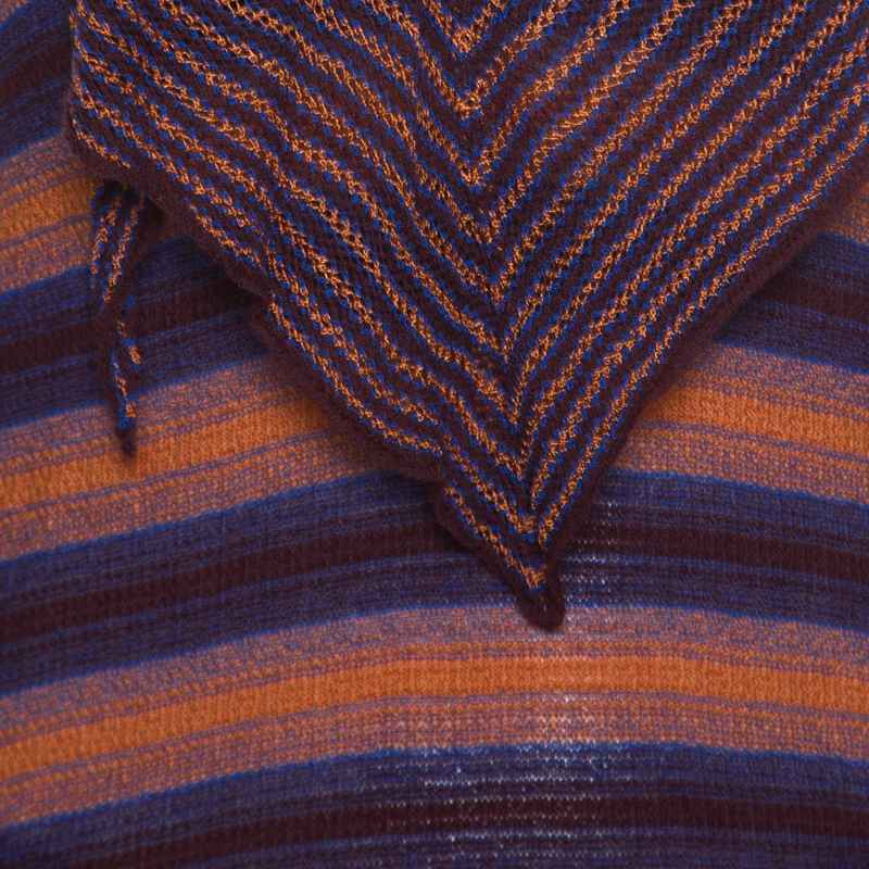 Pre-owned M Missoni Brown And Blue Striped Knit Tie Detail Racer Back Top M In Multicolor