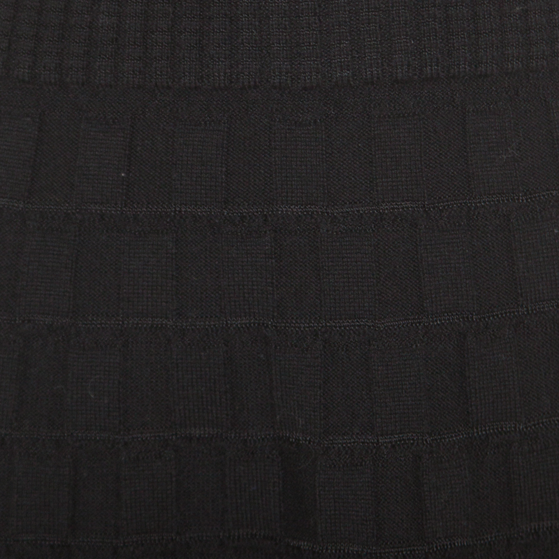 Pre-owned M Missoni Checkerboard Wool Knit Mesh Paneled A Line Skirt S In Black