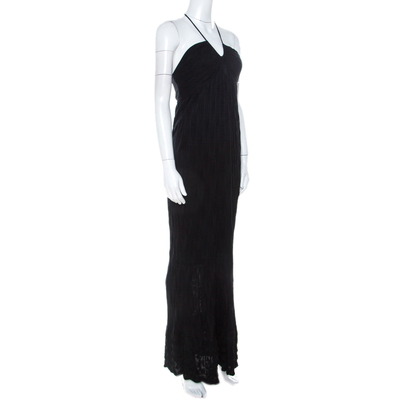 

Missoni Black Knit Halter Neck Maxi Dress