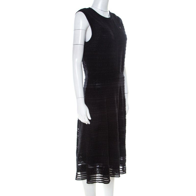 

M Missoni Black Mesh Lurex Knit Sleeveless Midi Dress