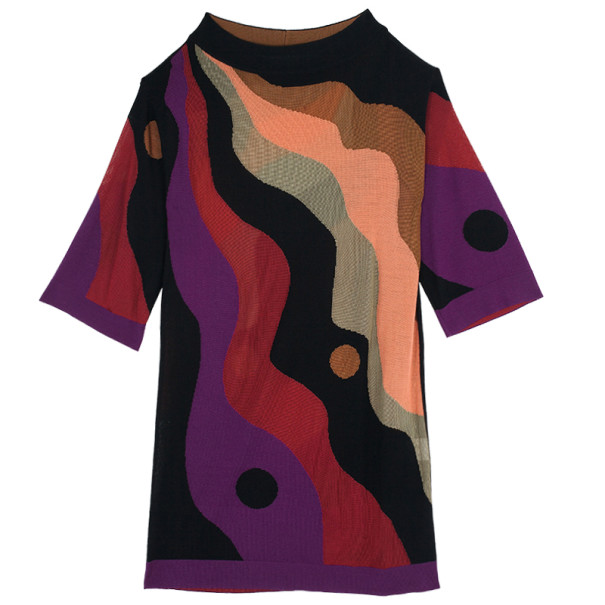 Pre Owned M Missoni Wave Print Multicolor Knit Dress M