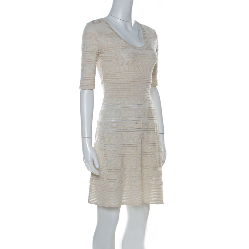 

M Missoni Gold Lurex Knit Panelled Short Dress