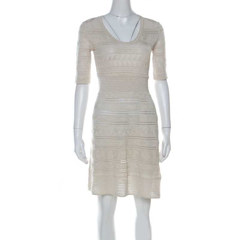 M Missoni Gold Lurex Knit Panelled Short Dress S M Missoni TLC