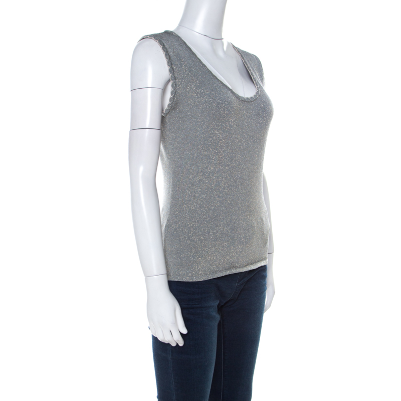

Missoni Grey and Gold Lurex Knit Sleeveless Top