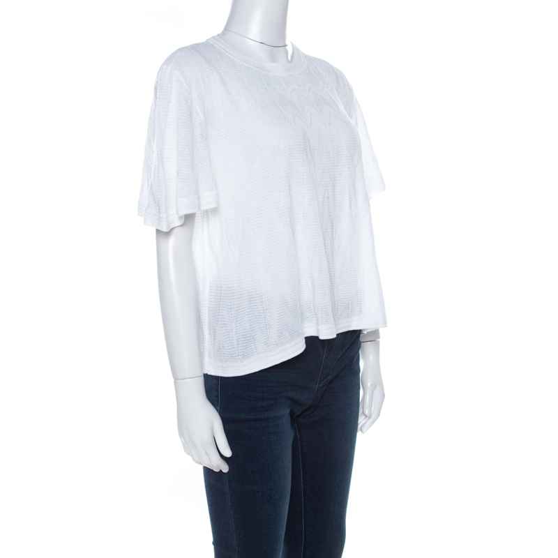 

Missoni White Crochet Knit Butterfly Sleeve Top