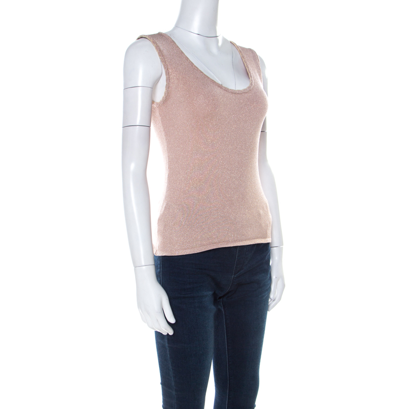 

Missoni Blush Pink and Gold Lurex Knit Sleeveless Top