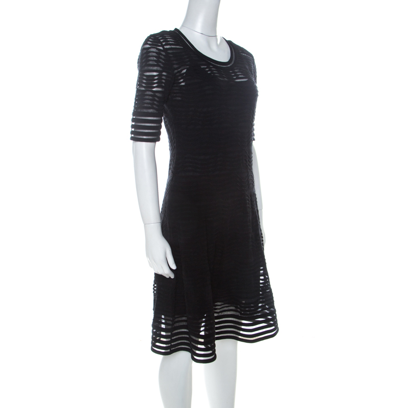

Missoni Black Wave Knit Short Sleeve Skater Dress