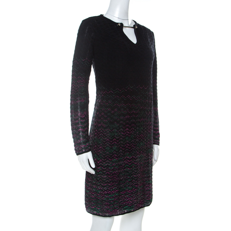

Missoni Multicolor Ombre Pattern Knit Long Sleeve Dress