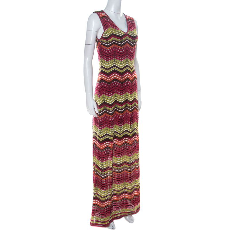 

M Missoni Multicolor Wave Knit Sleeveless Maxi Dress