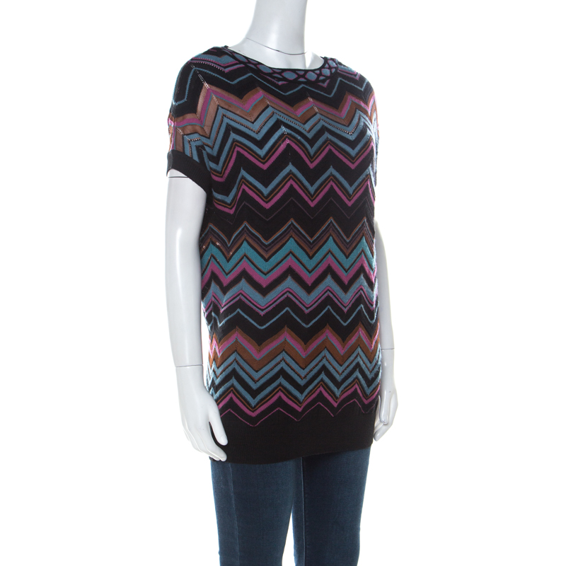 

M Missoni Multicolor Chevron Knit Tunic Sweater