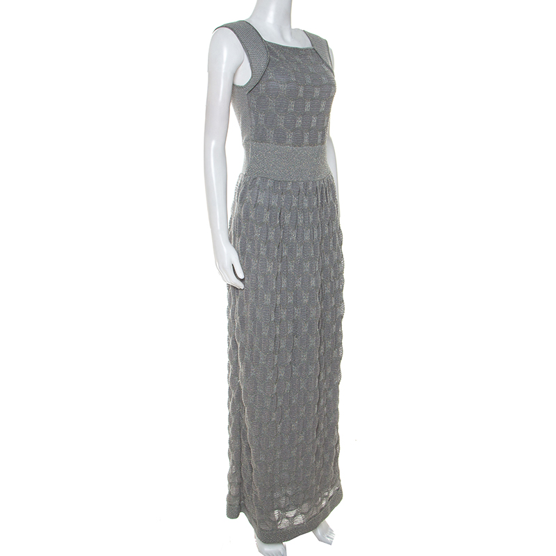 

Missoni Grey Lurex Knit Open Back Long Dress