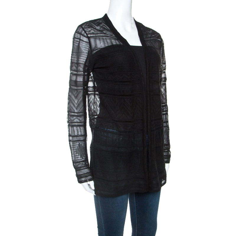 Pre-owned M Missoni Black Knitted Long Sleeve Cardigan M