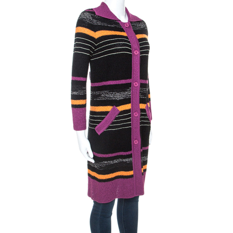 

M Missoni Multicolor Striped Boucle Knit Cardigan