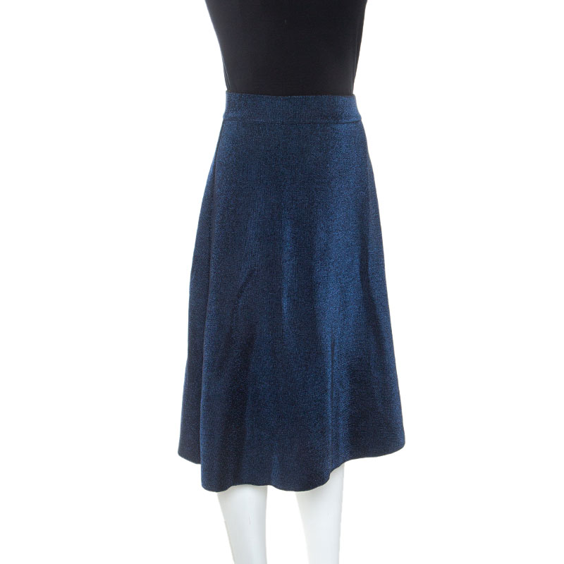 

M Missoni Blue Metallic Weave Wool Blend Skirt