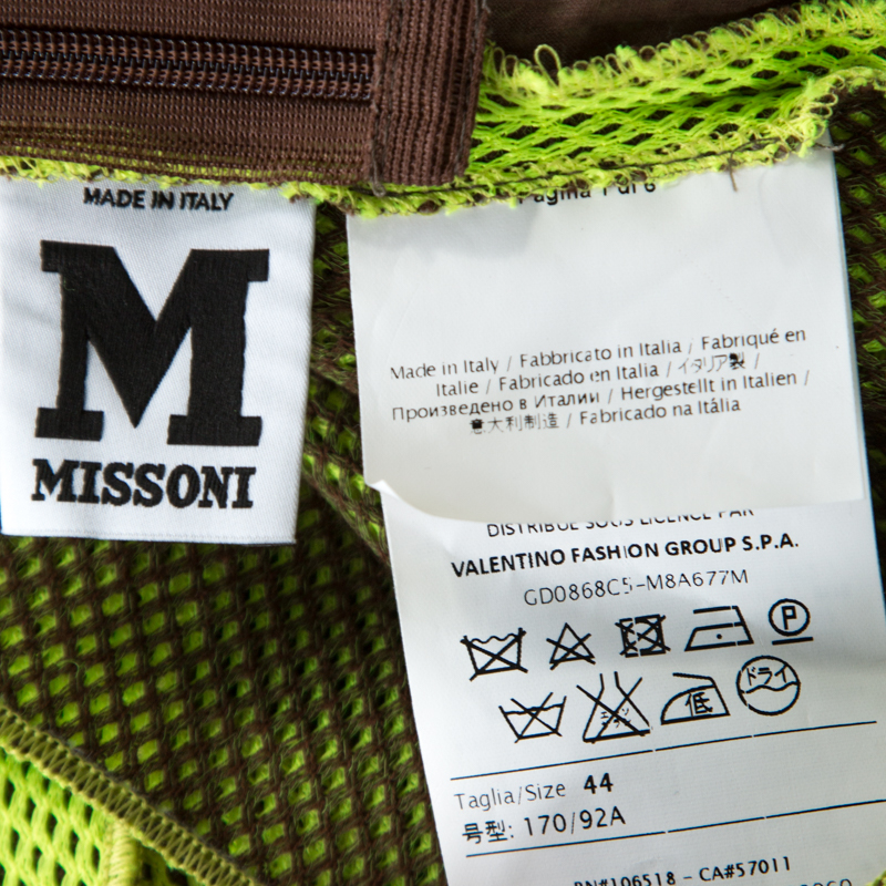 Pre-owned M Missoni Neon Green Mesh Knit Sleeveless Tank Top M
