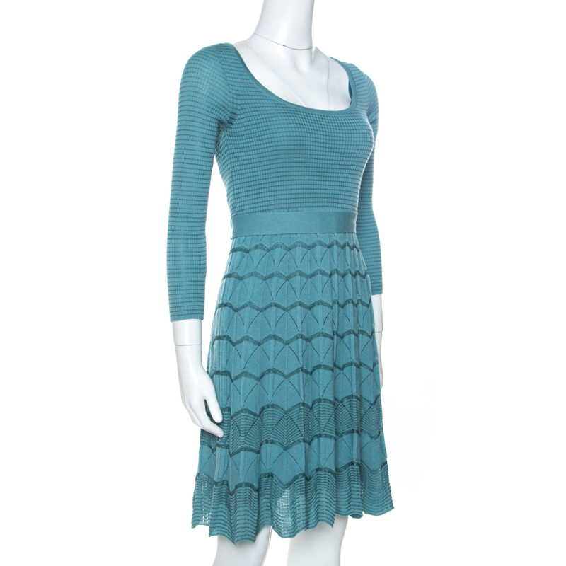 

Missoni Teal Blue Pointelle Knit Midi Dress