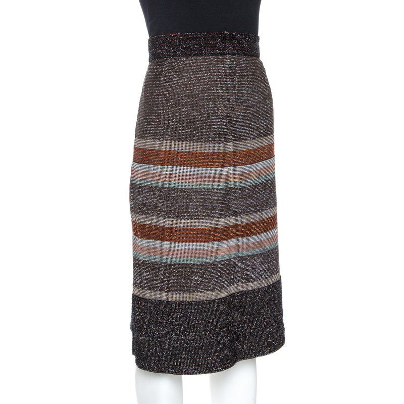 

Missoni Metallic Striped Knit Midi Skirt