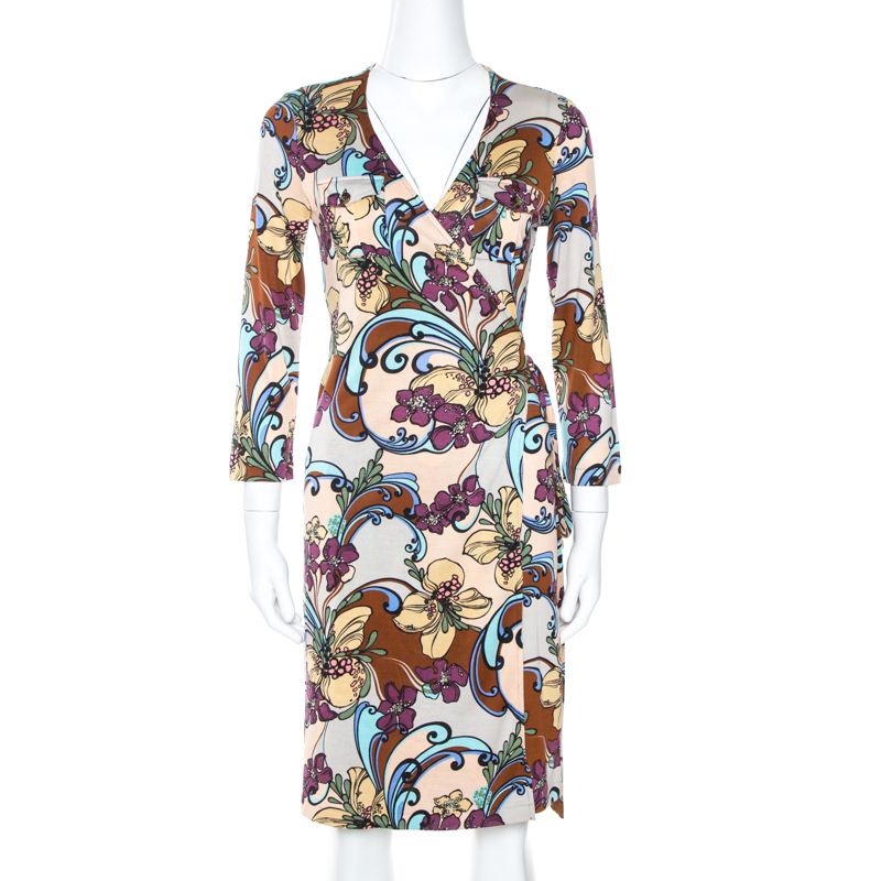 multicolor wrap dress