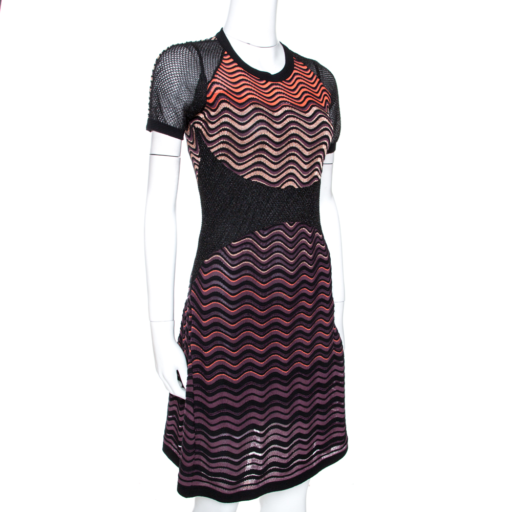 

M Missoni Multicolor Lurex Textured Knit A Line Dress