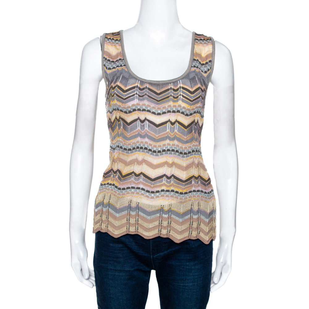 

Missoni Muticolor Wool Blend Chevron Knit Tank Top and Cardigan Set, Multicolor