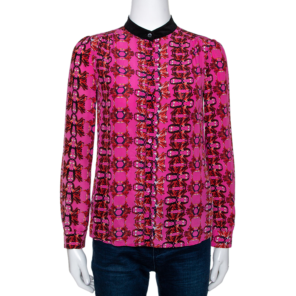 Pre Owned M Missoni Pink Printed Silk Button Front Shirt S