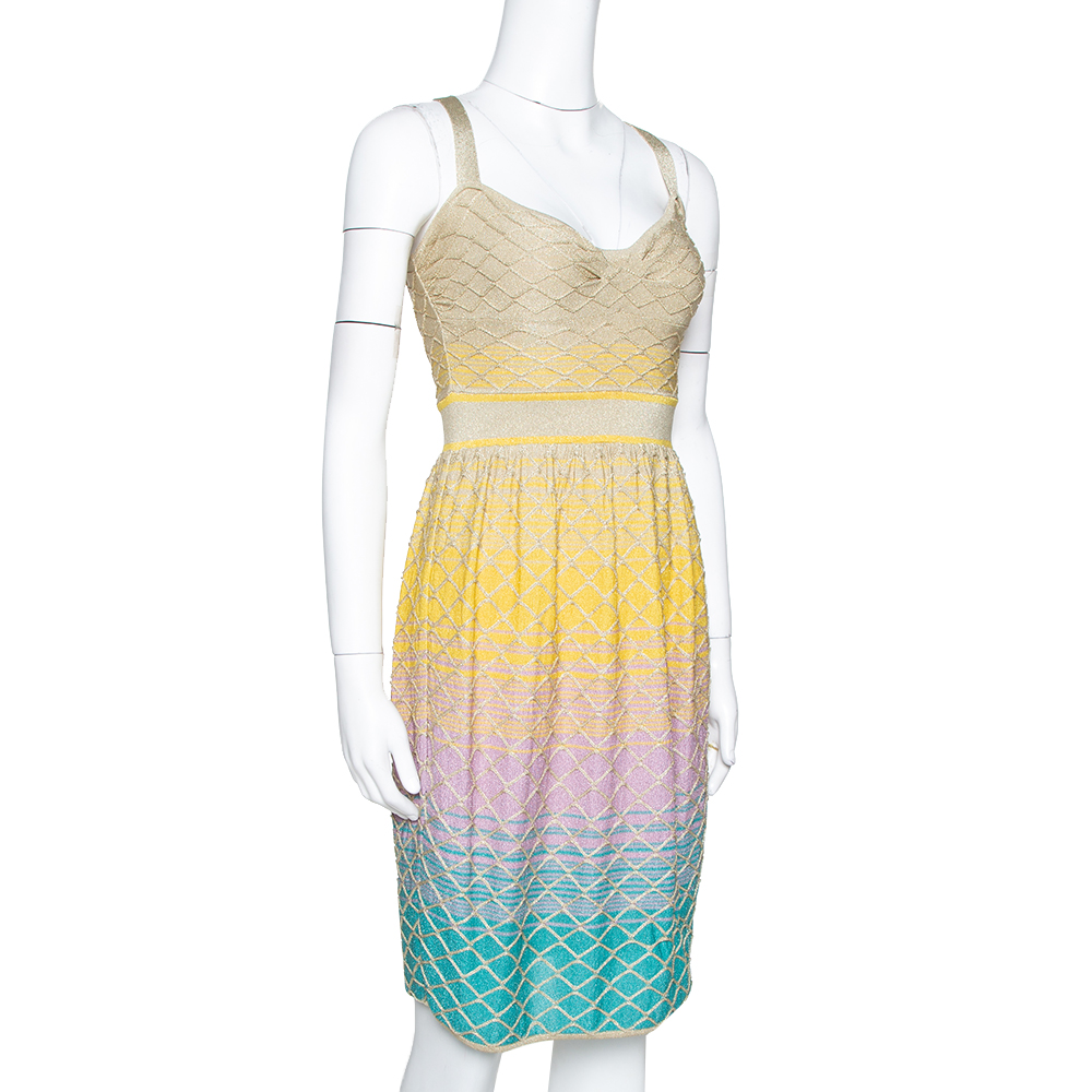 

M Missoni Multicolor Ombre Textured Lurex Knit Sleeveless Dress