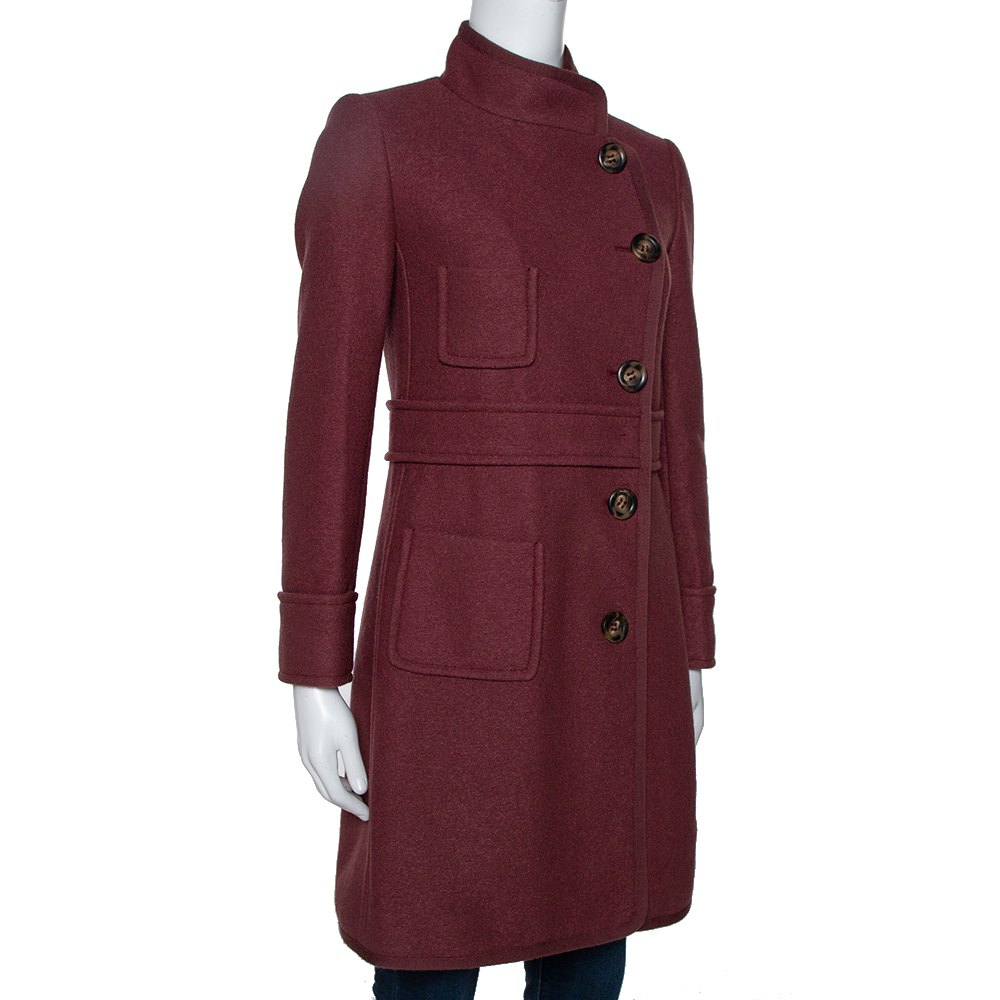 

M Missoni Pastel Red Fleece Wool Coat, Burgundy