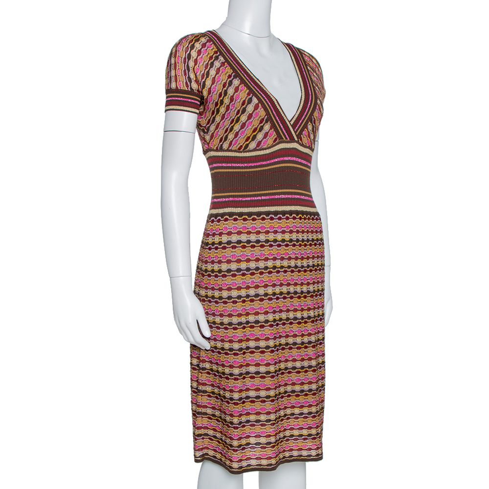 

Missoni Brown Lurex Wool Blend Knit Fit & Flare Dress