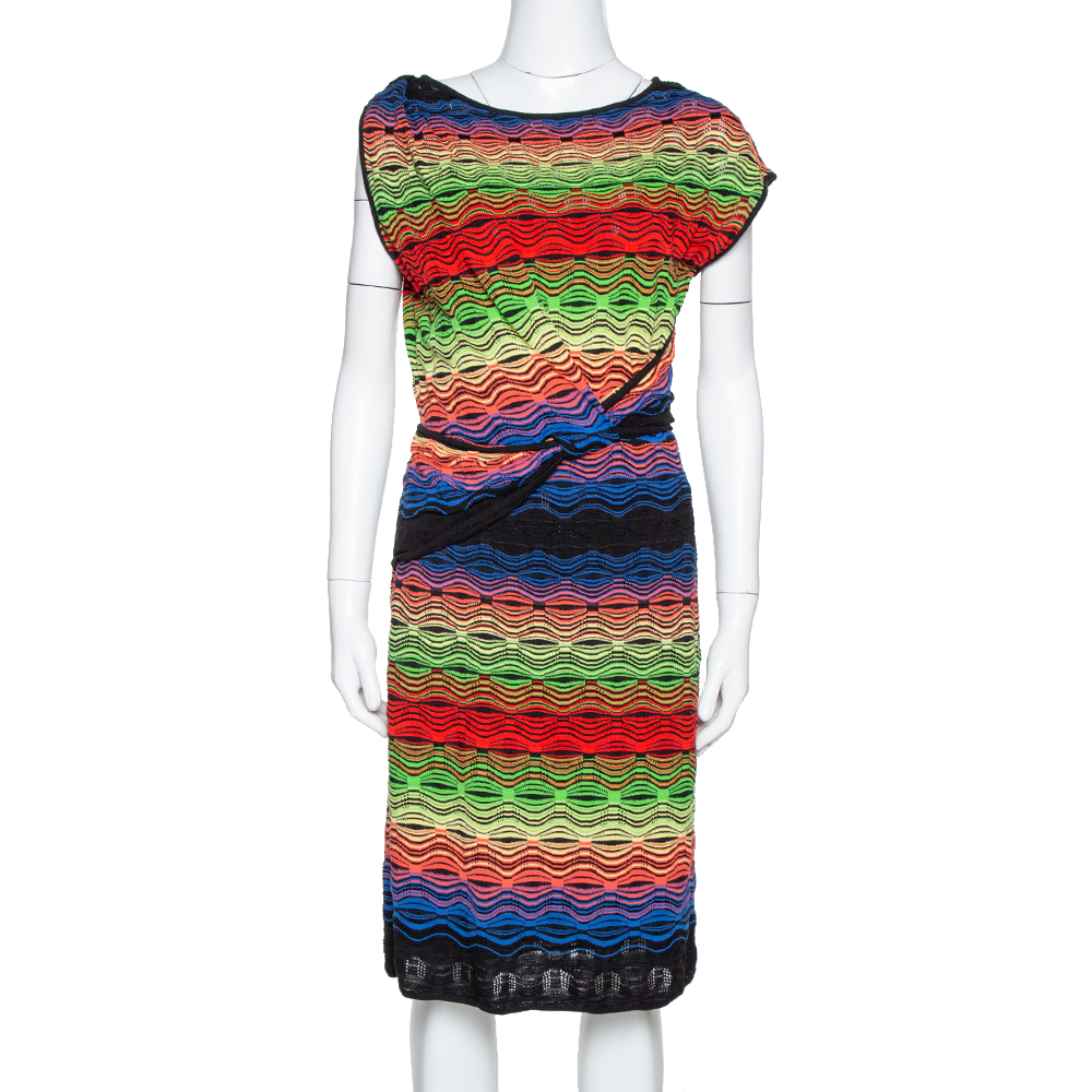 

Missoni Multicolor Wavy Linen Blend Knit Sleeveless Dress