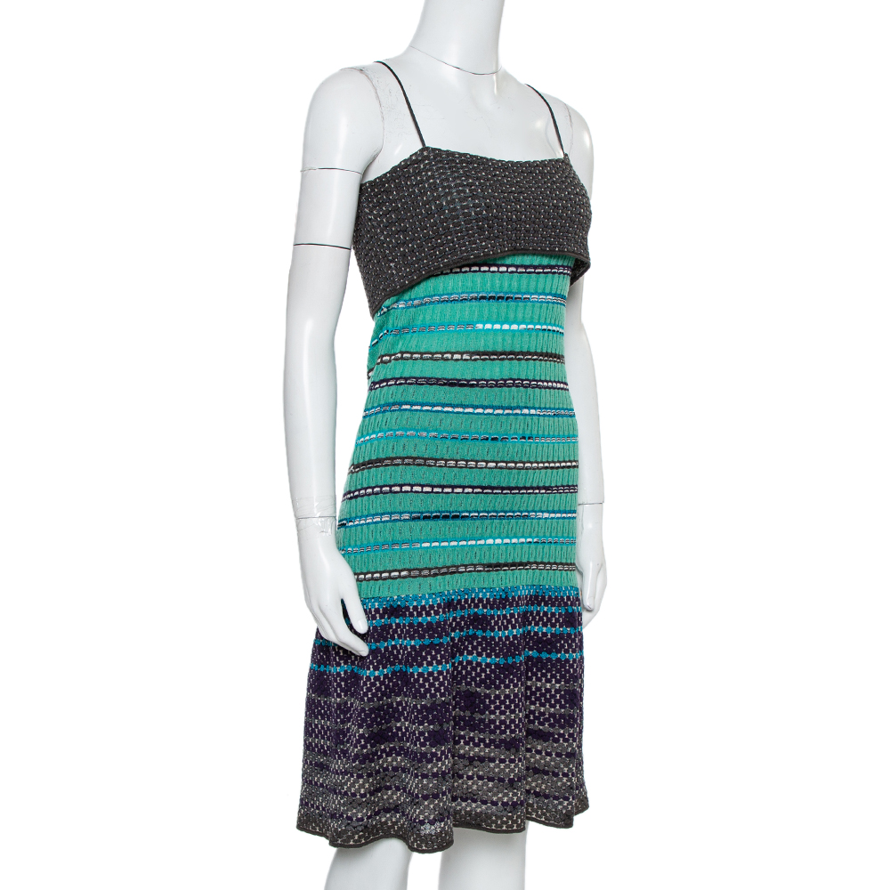 

Missoni Green Textured Merino Wool Knit Noodle Strap Dress